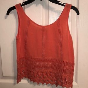 XS Peach Tank Top with Lace Trim